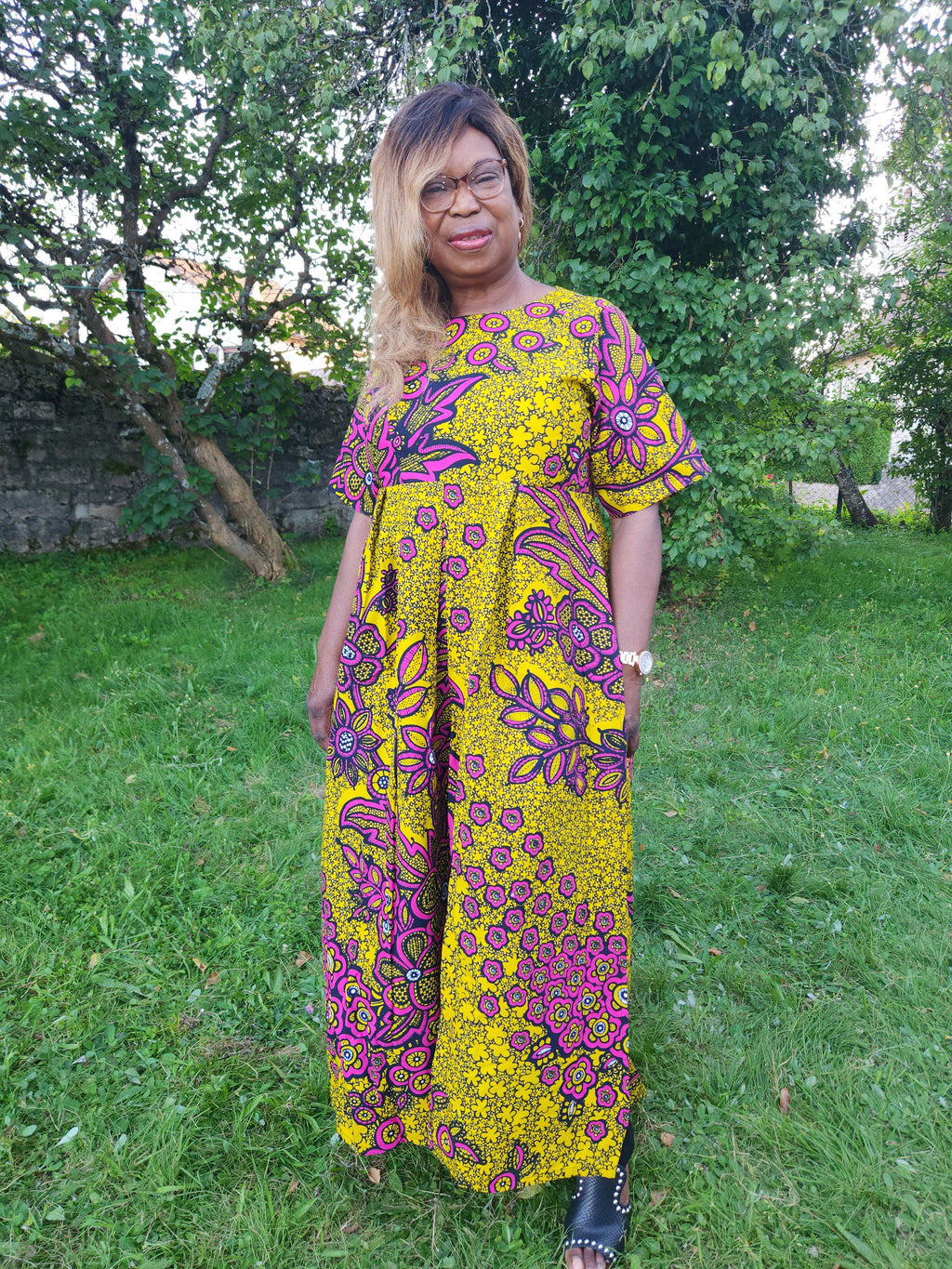 Robe Longue en Wax - Elégance Africaine