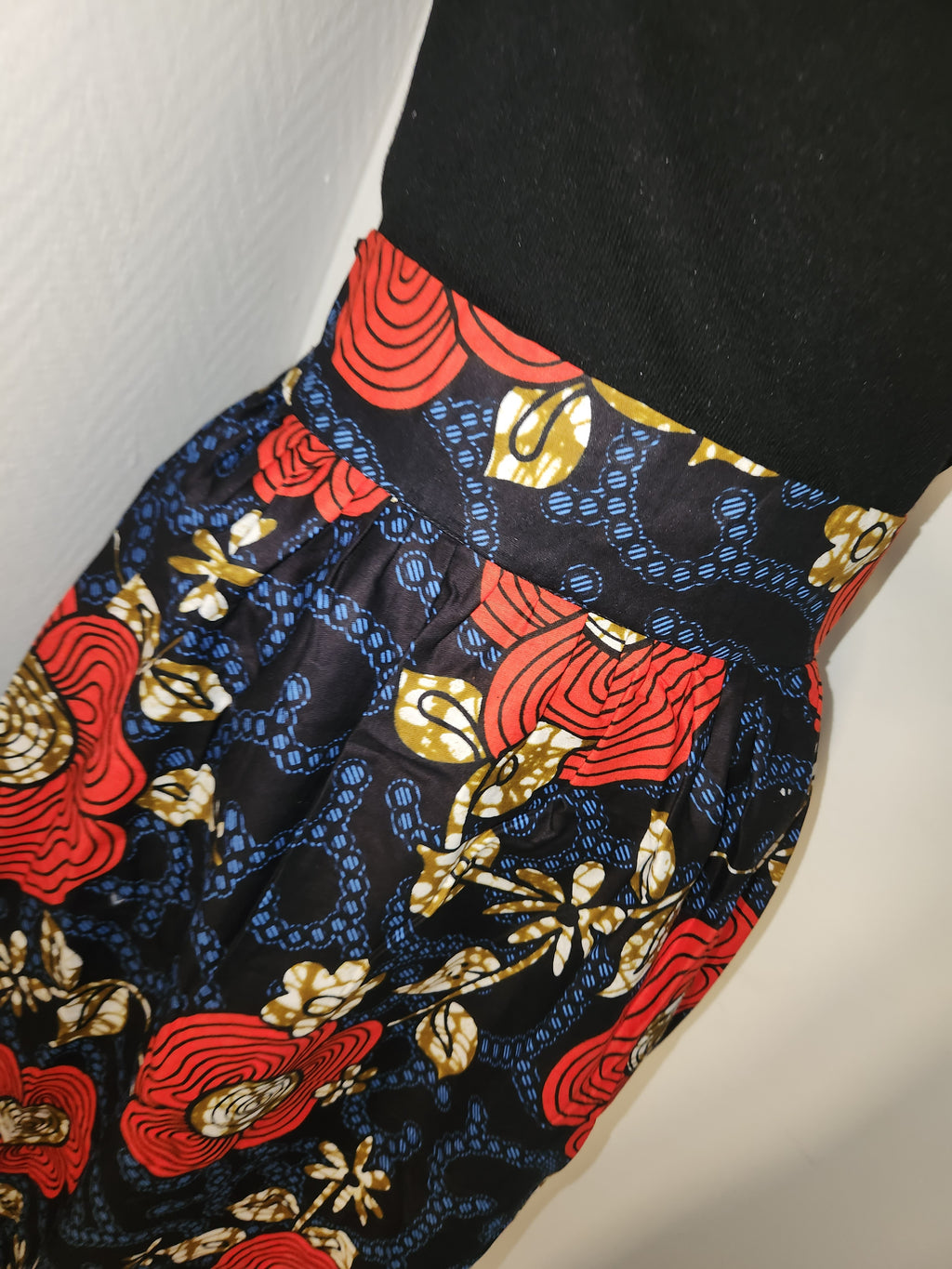 Jupe longue en wax Fleur Rouge