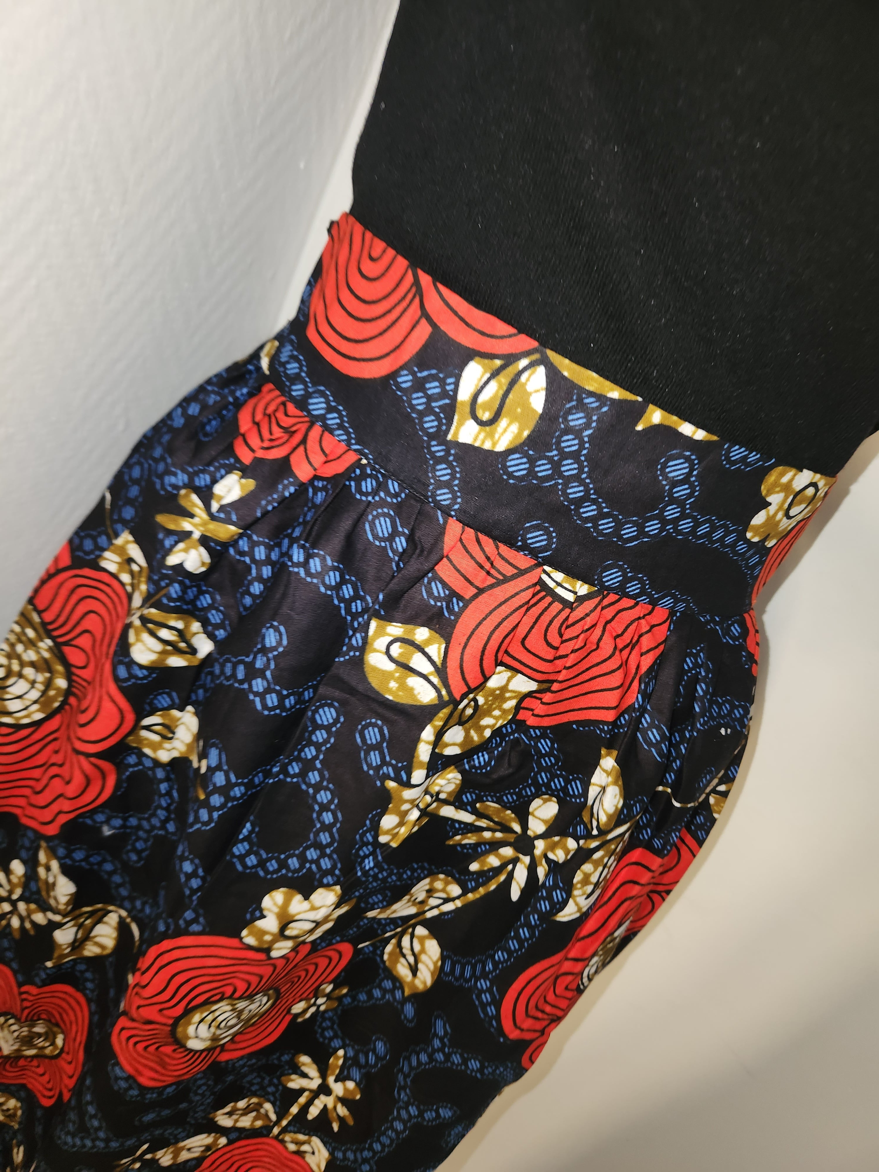 Jupe longue en wax Fleur Rouge