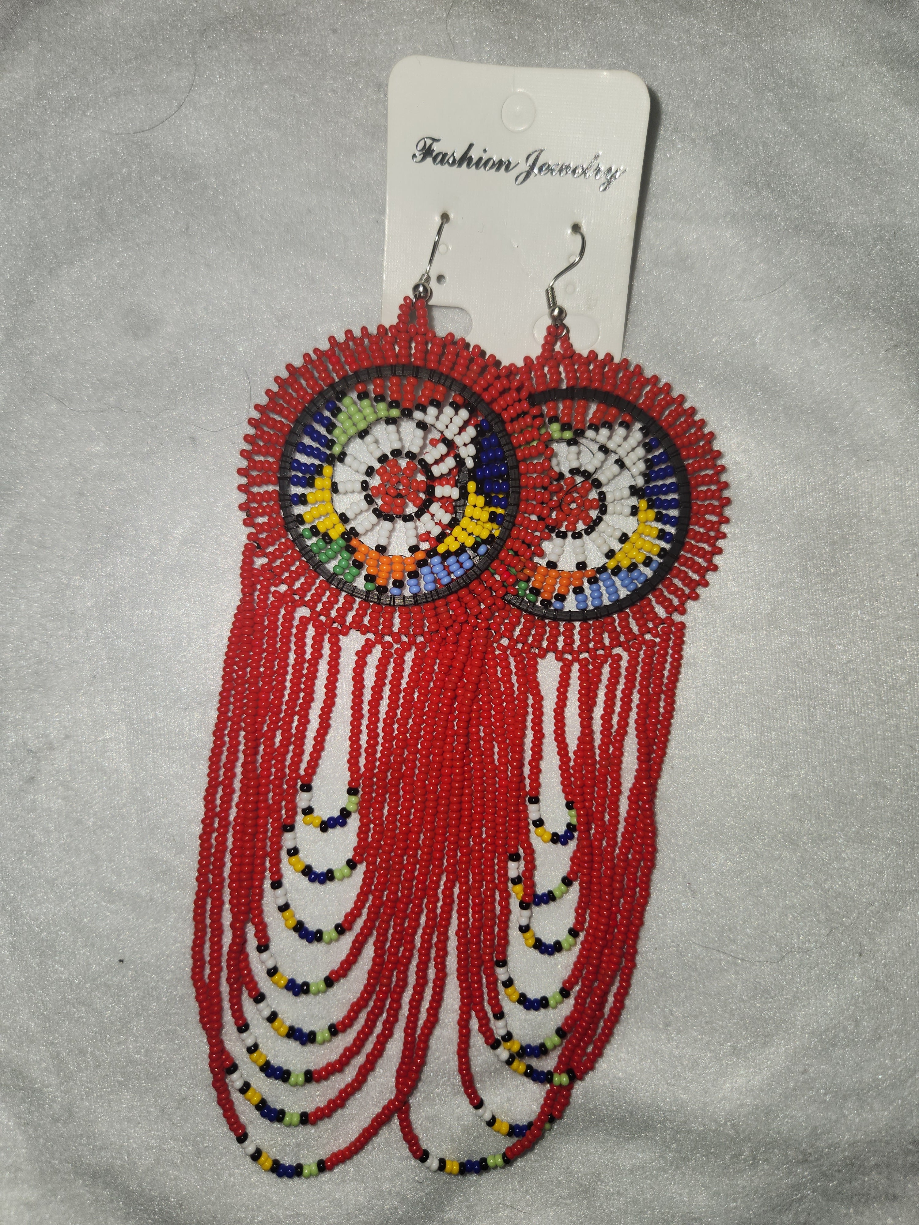 Boucles d'oreilles africaines rouges artisanales - Inspiration Afrique du Sud