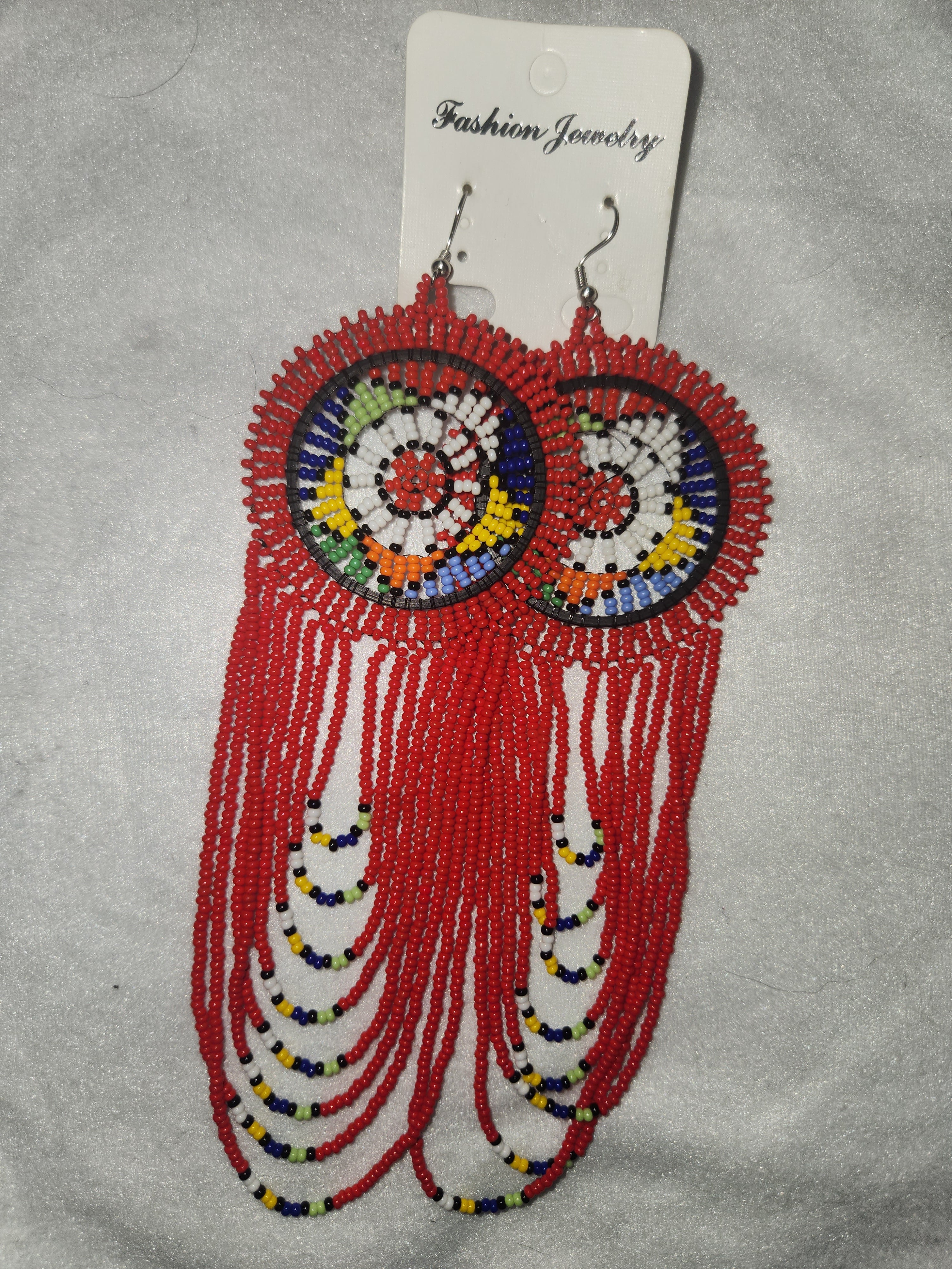 Boucles d'oreilles africaines rouges artisanales - Inspiration Afrique du Sud