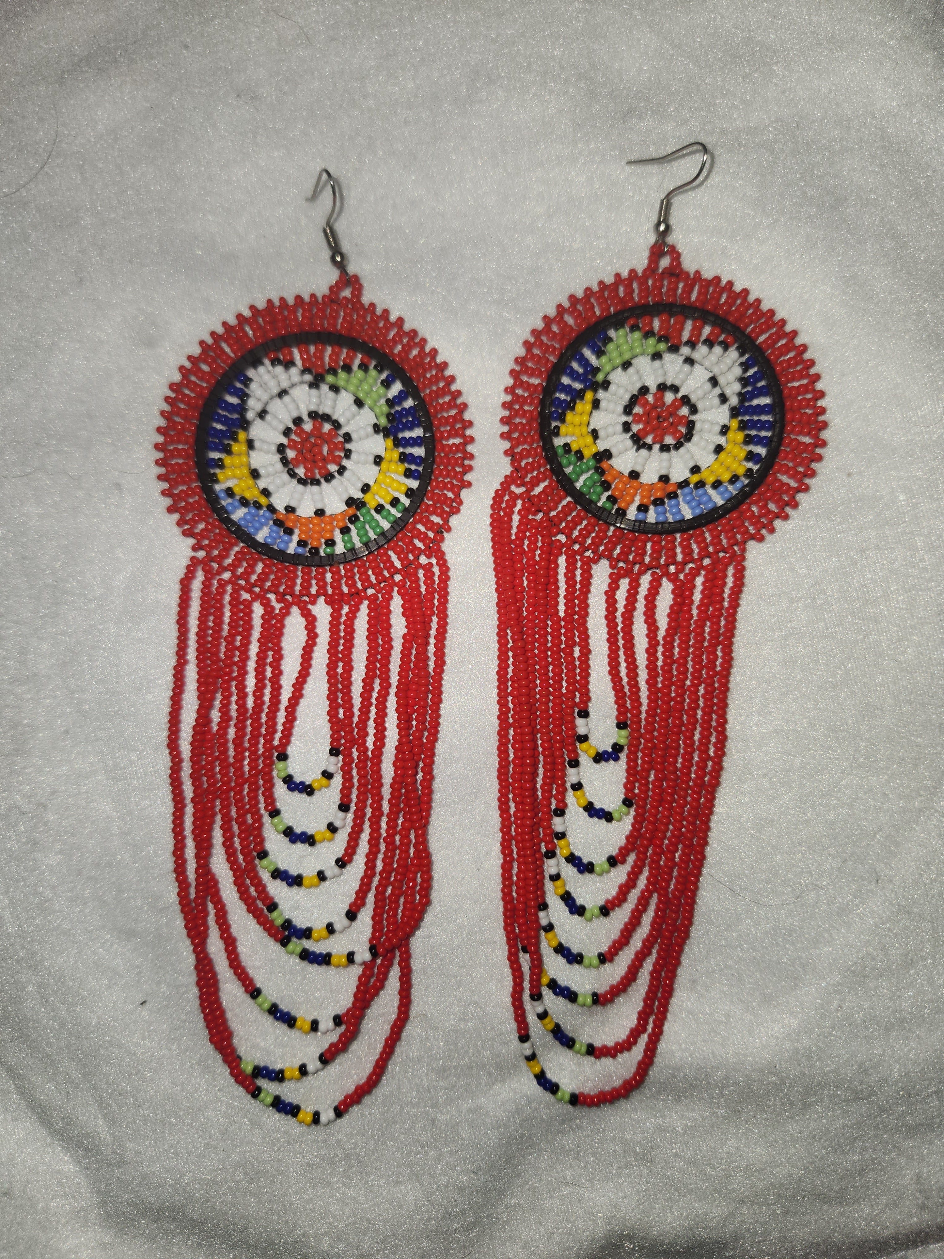 Boucles d'oreilles africaines rouges artisanales - Inspiration Afrique du Sud