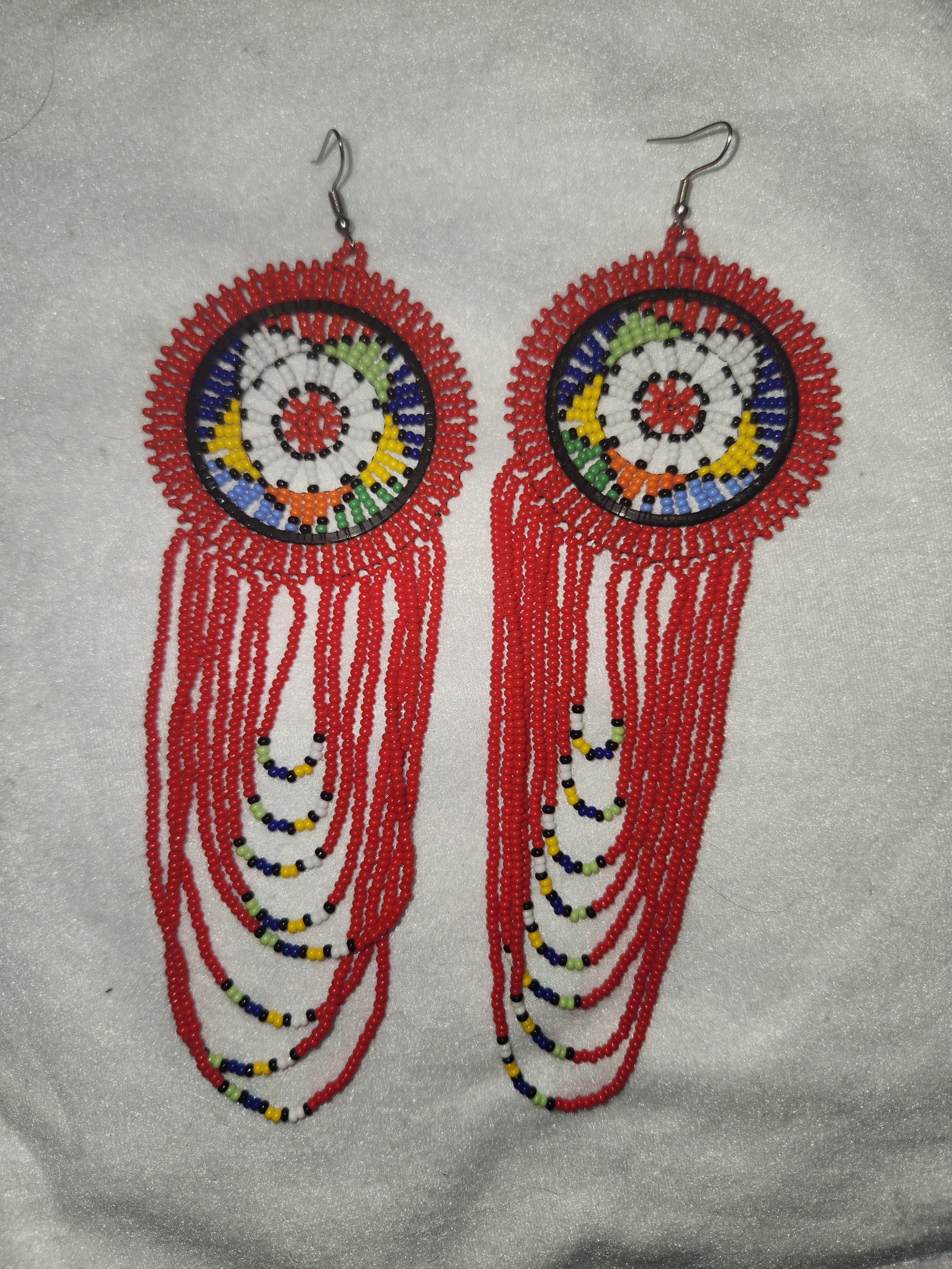 Boucles d'oreilles africaines rouges artisanales - Inspiration Afrique du Sud