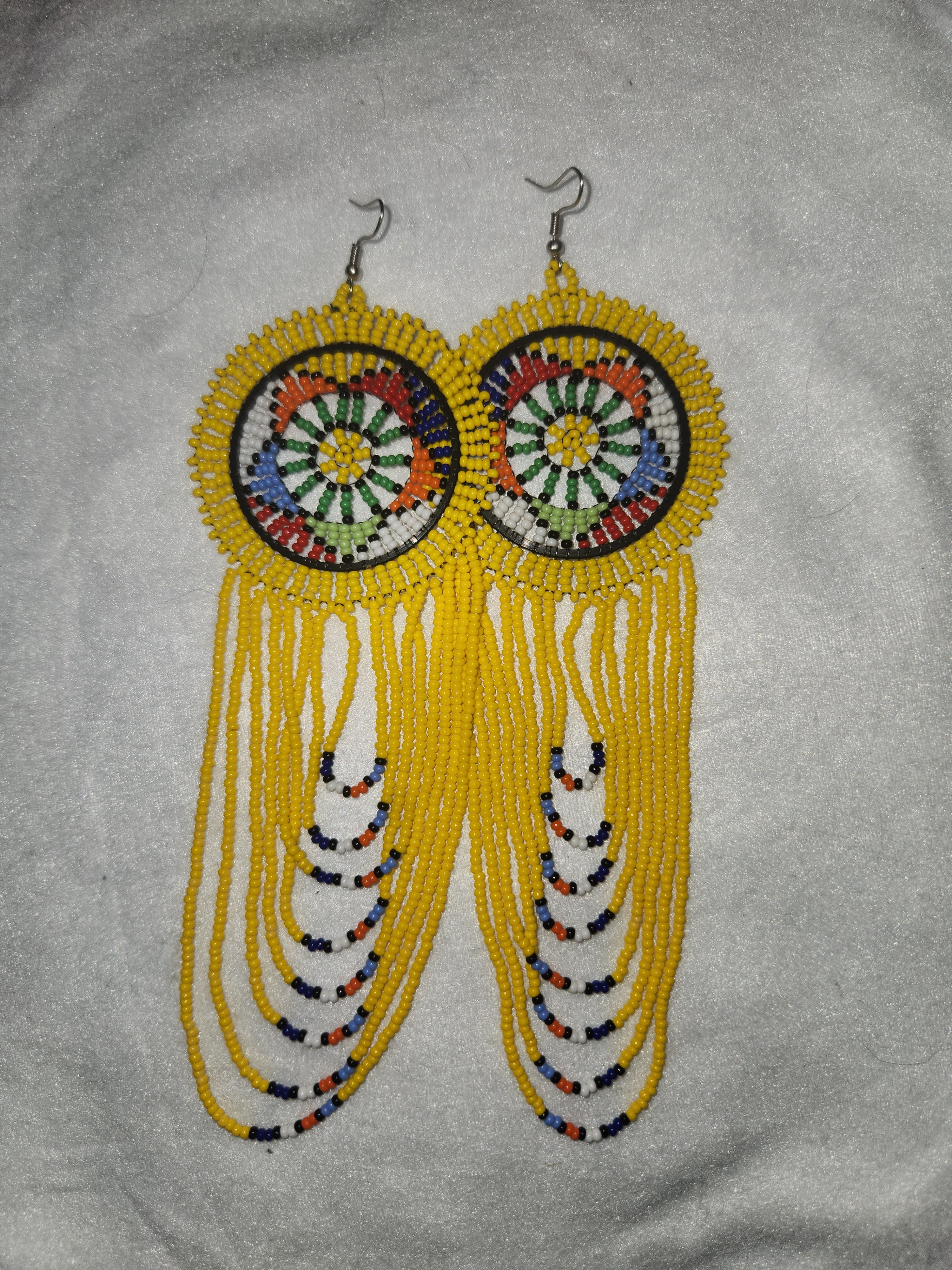 Boucles d'oreilles africaines jaunes artisanales - Inspiration Afrique du Sud