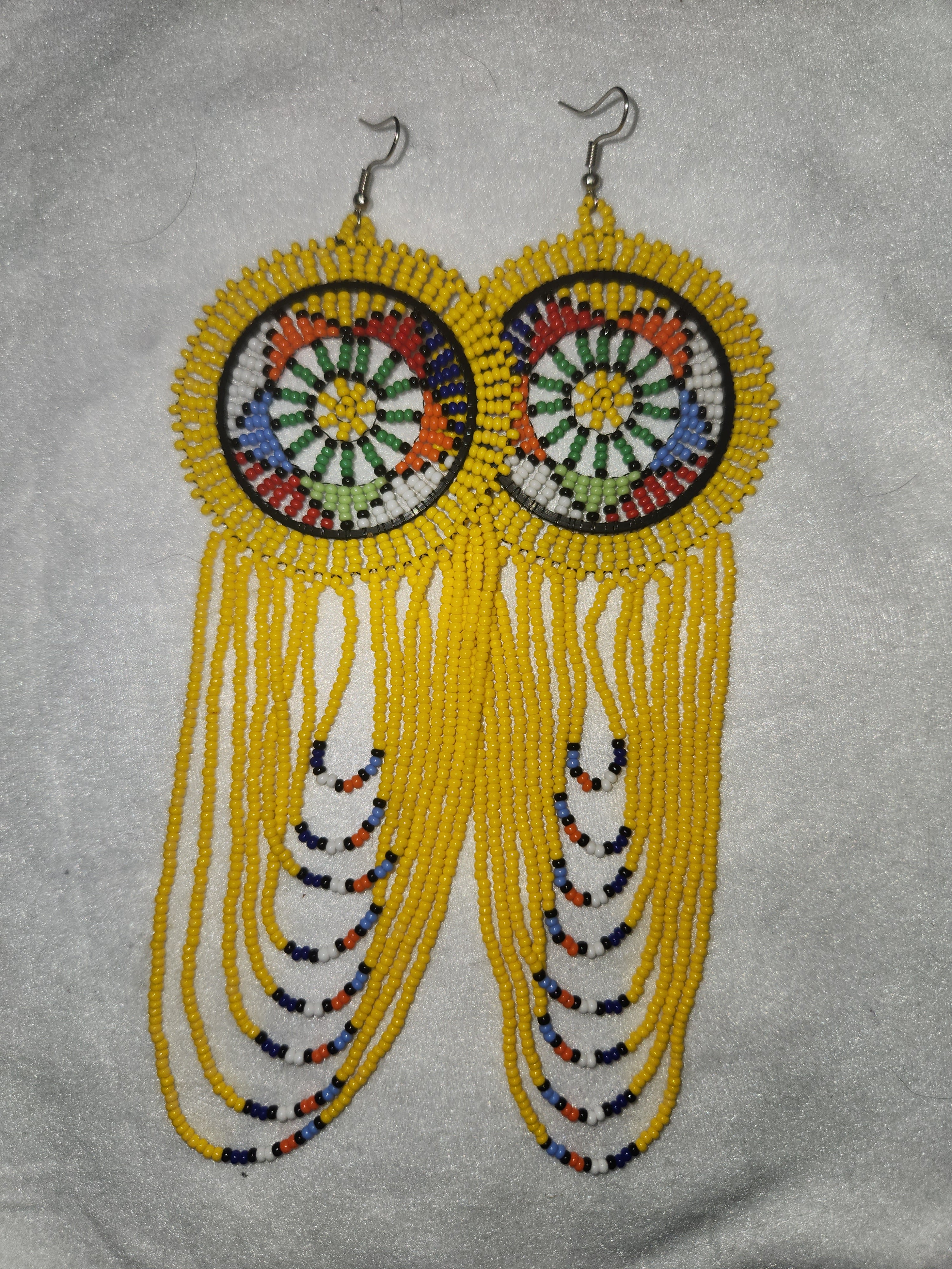 Boucles d'oreilles africaines jaunes artisanales - Inspiration Afrique du Sud
