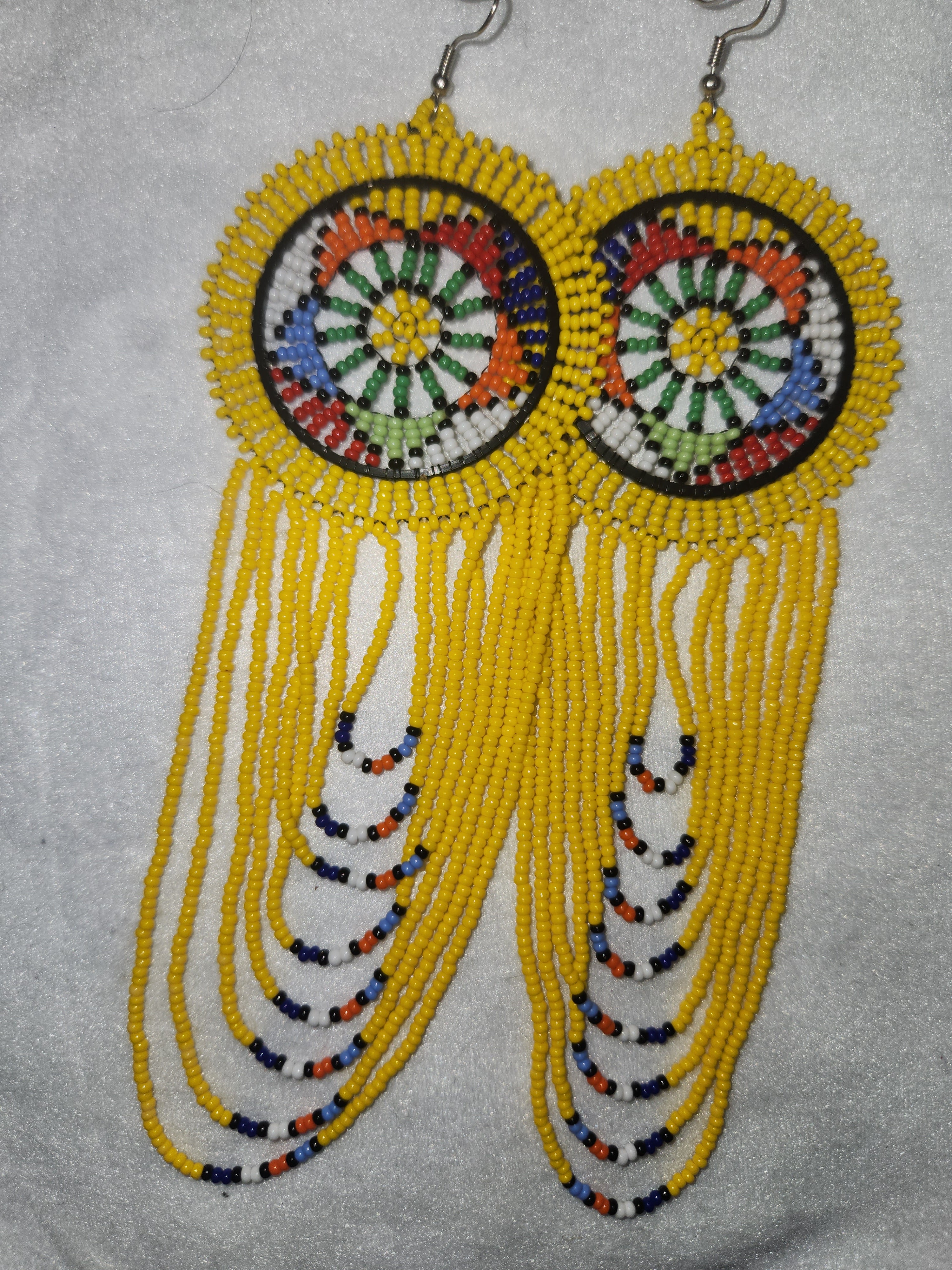 Boucles d'oreilles africaines jaunes artisanales - Inspiration Afrique du Sud
