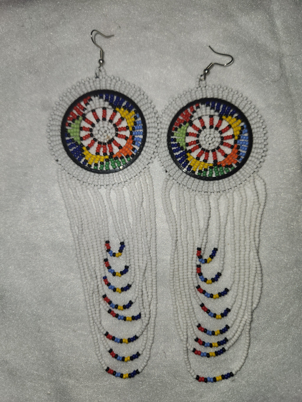 Boucles d'oreilles africaines blanches - Inspiration Afrique du Sud