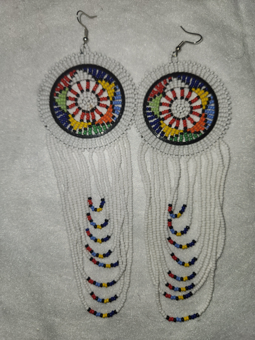 Boucles d'oreilles africaines blanches - Inspiration Afrique du Sud