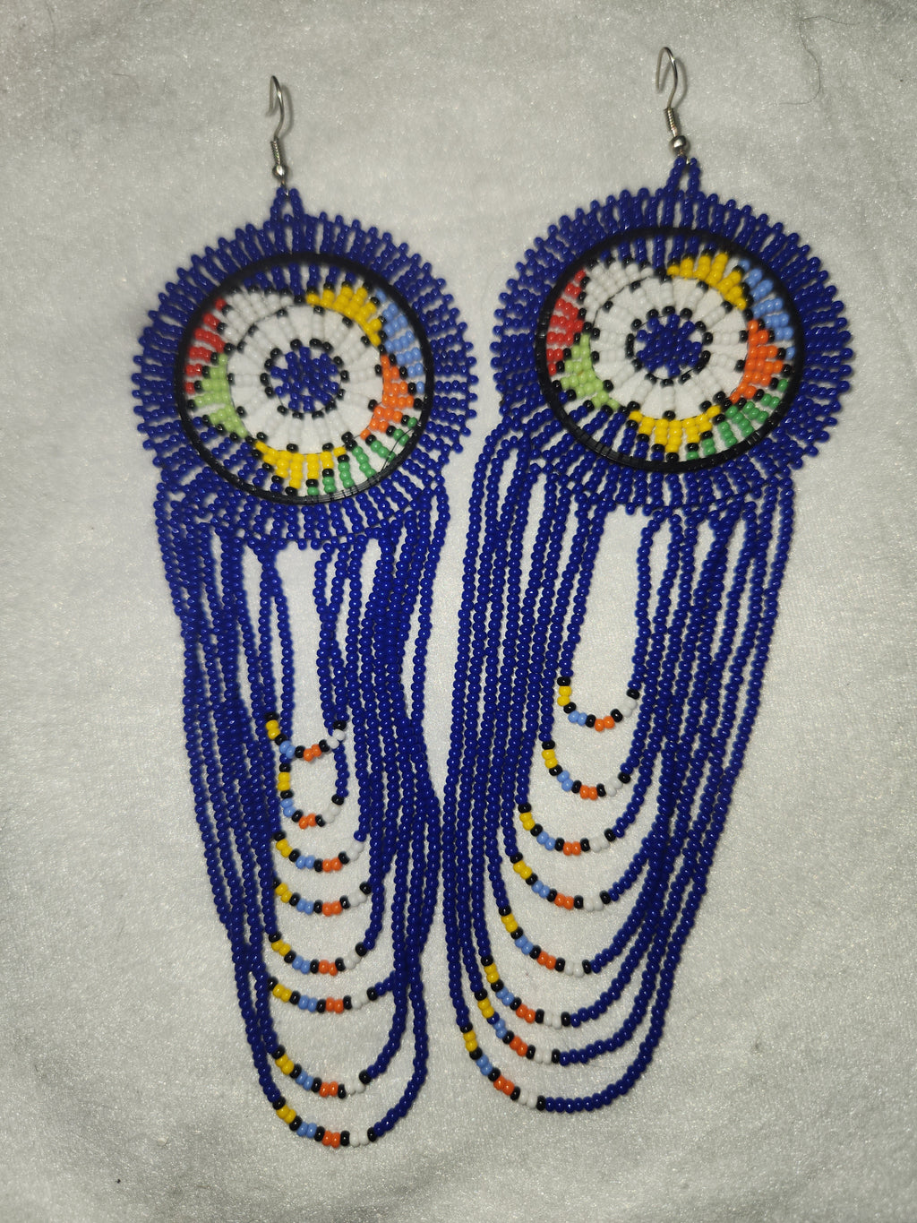 Boucles d'oreilles africaines bleues artisanales - Inspiration Afrique du Sud
