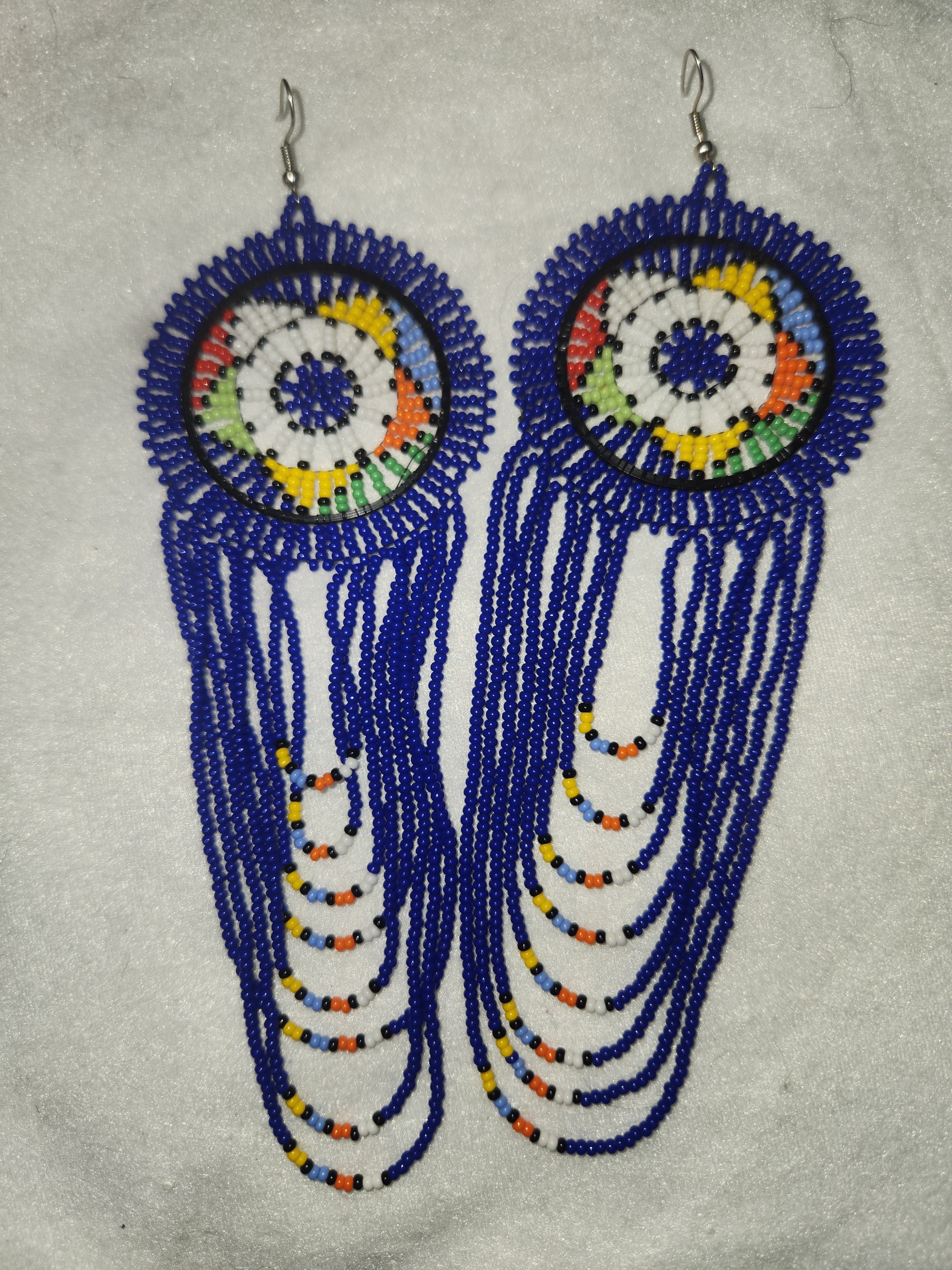 Boucles d'oreilles africaines bleues artisanales - Inspiration Afrique du Sud