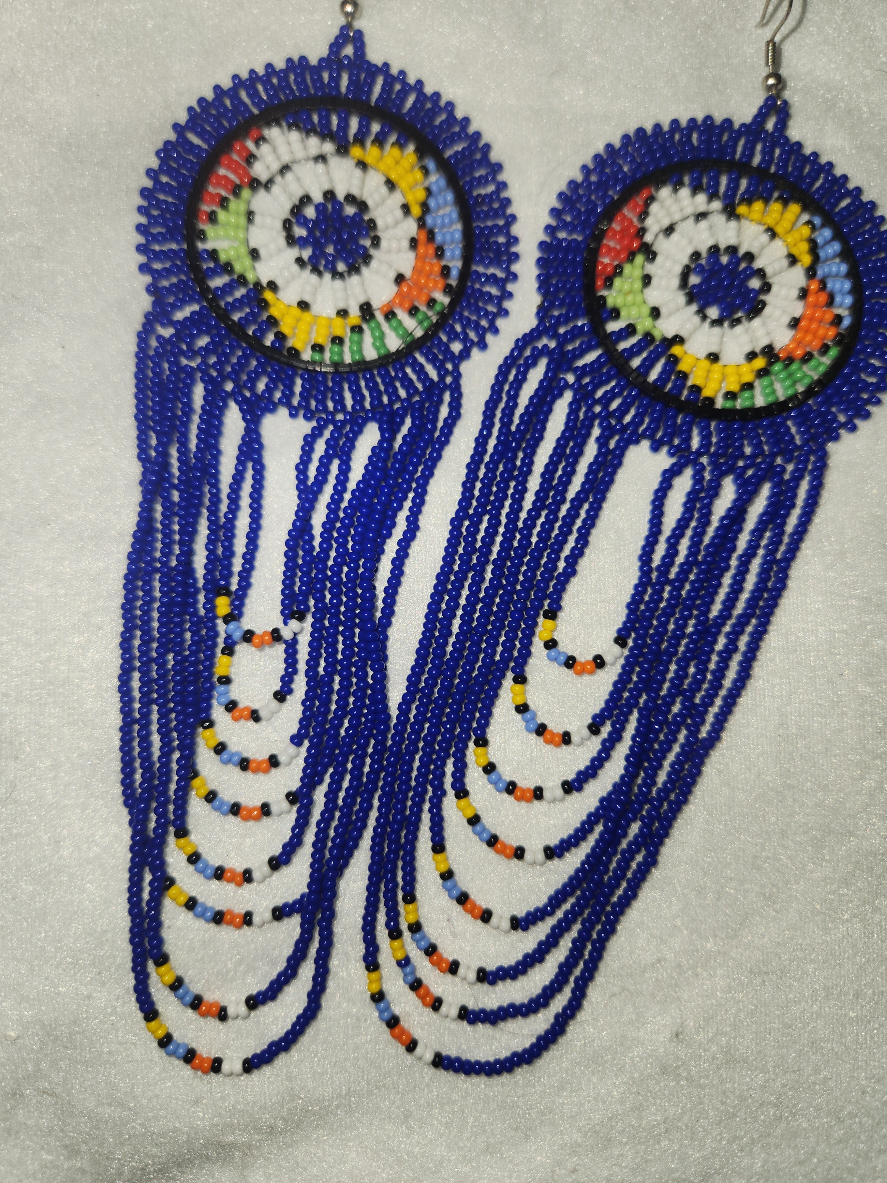 Boucles d'oreilles africaines bleues artisanales - Inspiration Afrique du Sud