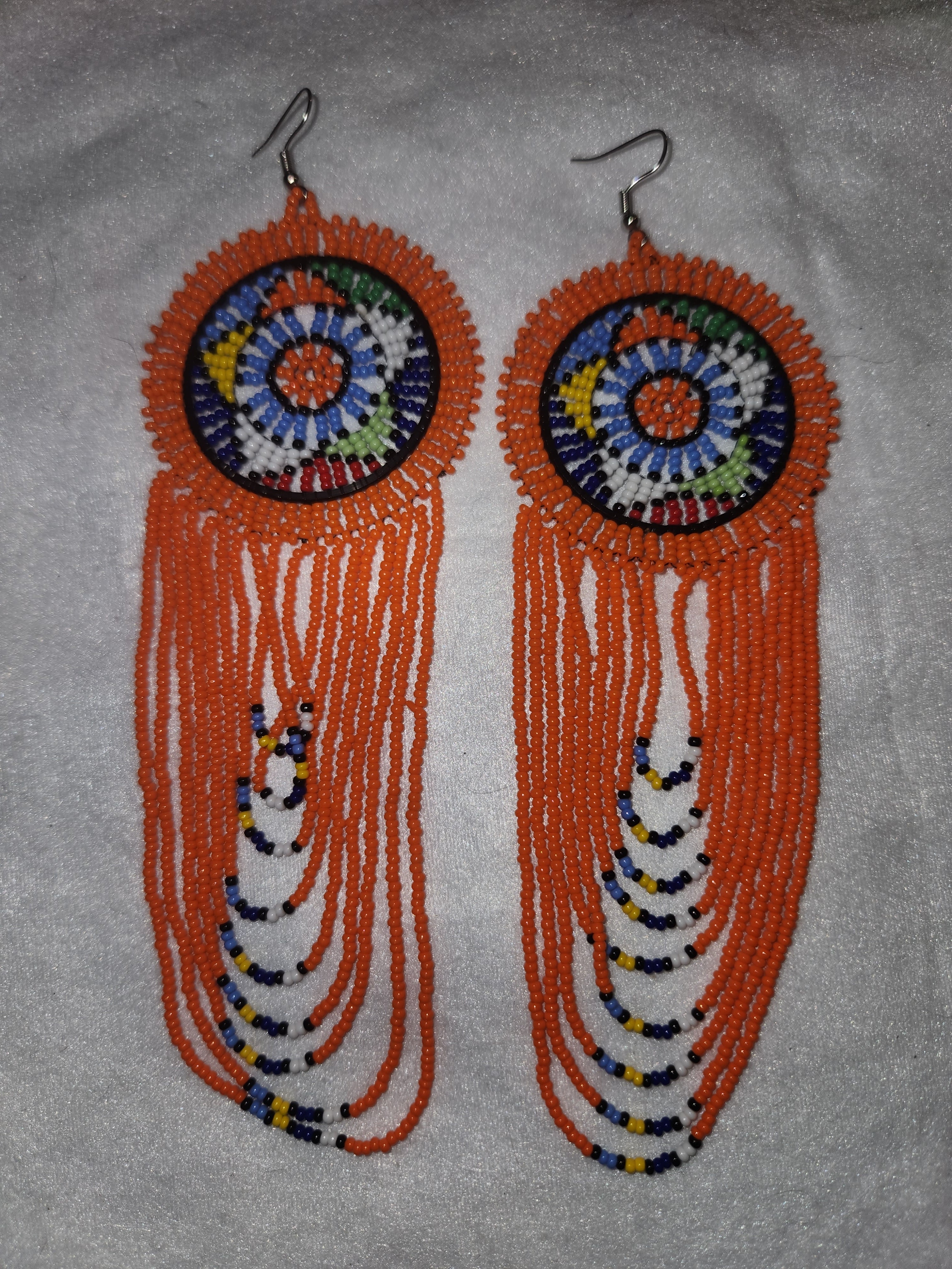 Boucles d'oreilles africaines orange artisanales - Inspiration Afrique du Sud
