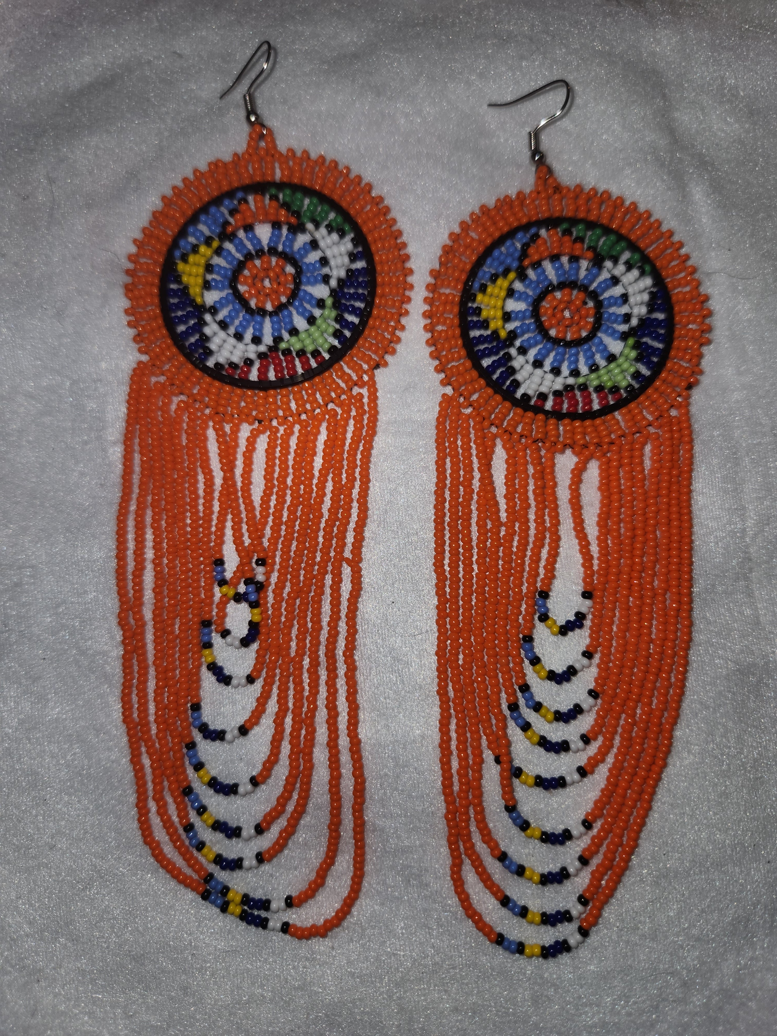Boucles d'oreilles africaines orange artisanales - Inspiration Afrique du Sud