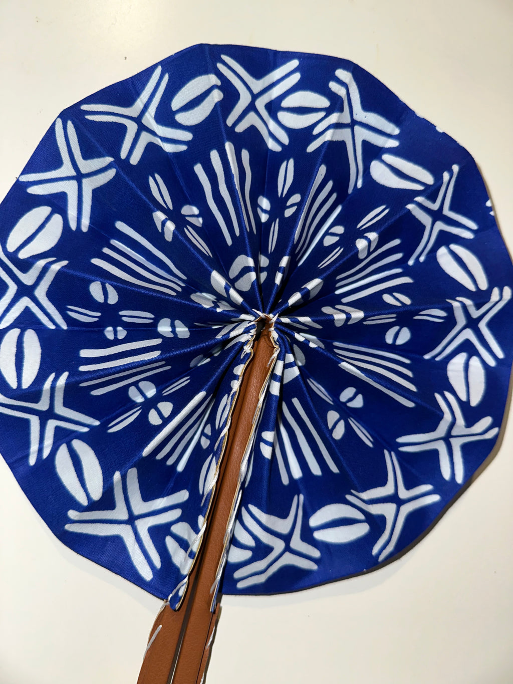 Eventail Africain - Bleu/ Blanc