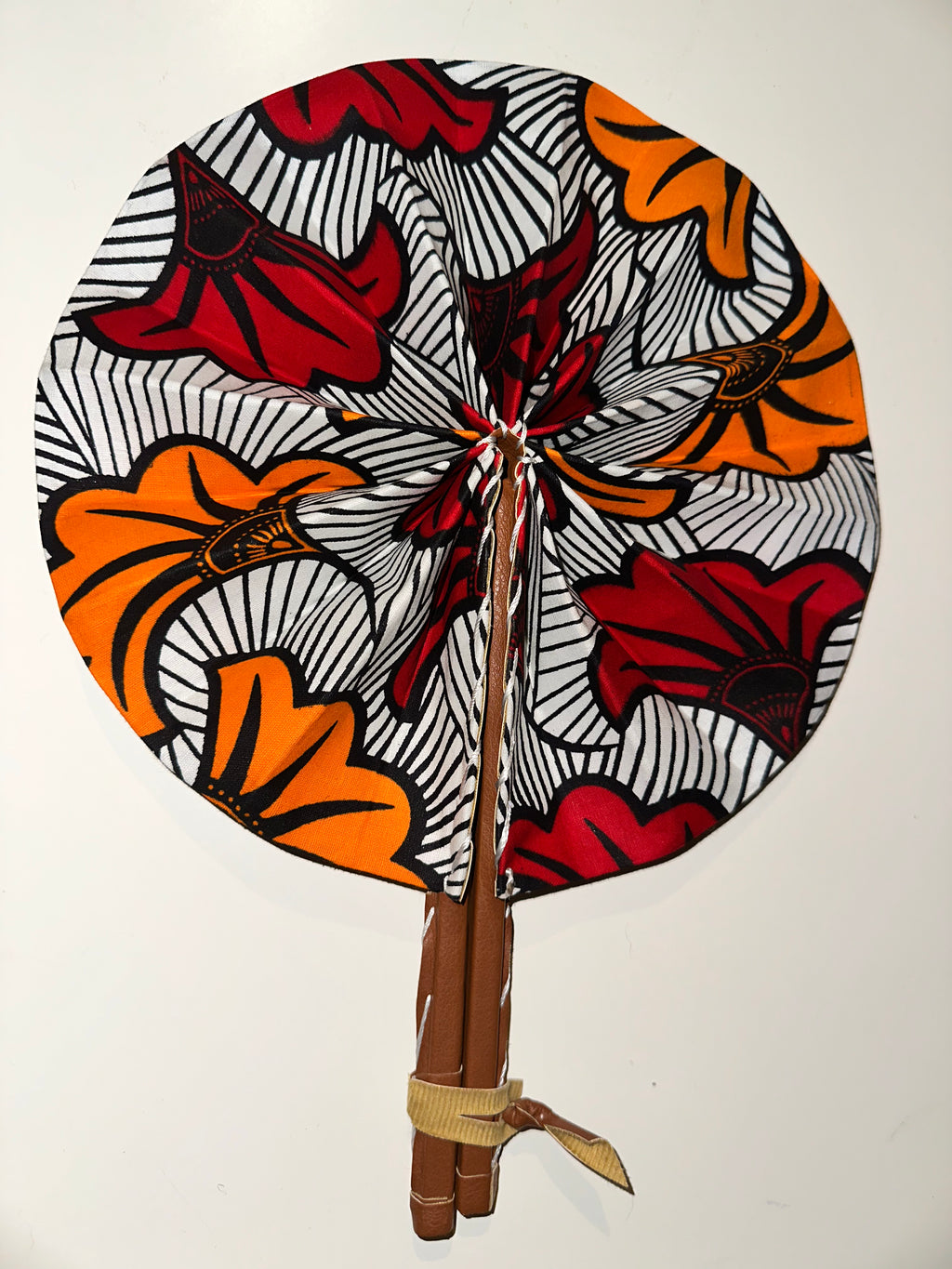 Eventail Africain - Rouge et Orange ( Fleurs de mariage)