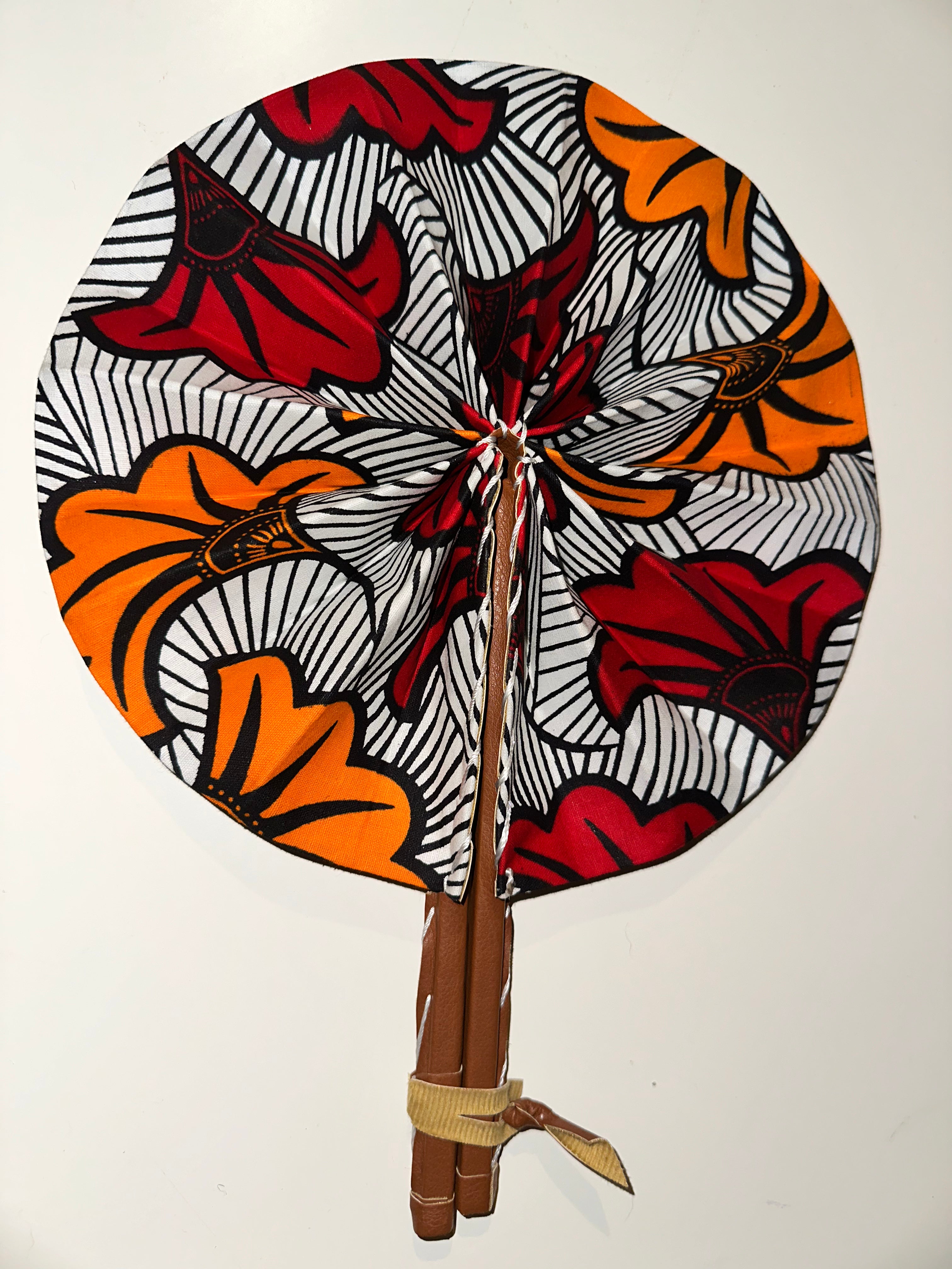 Eventail Africain - Rouge et Orange ( Fleurs de mariage)