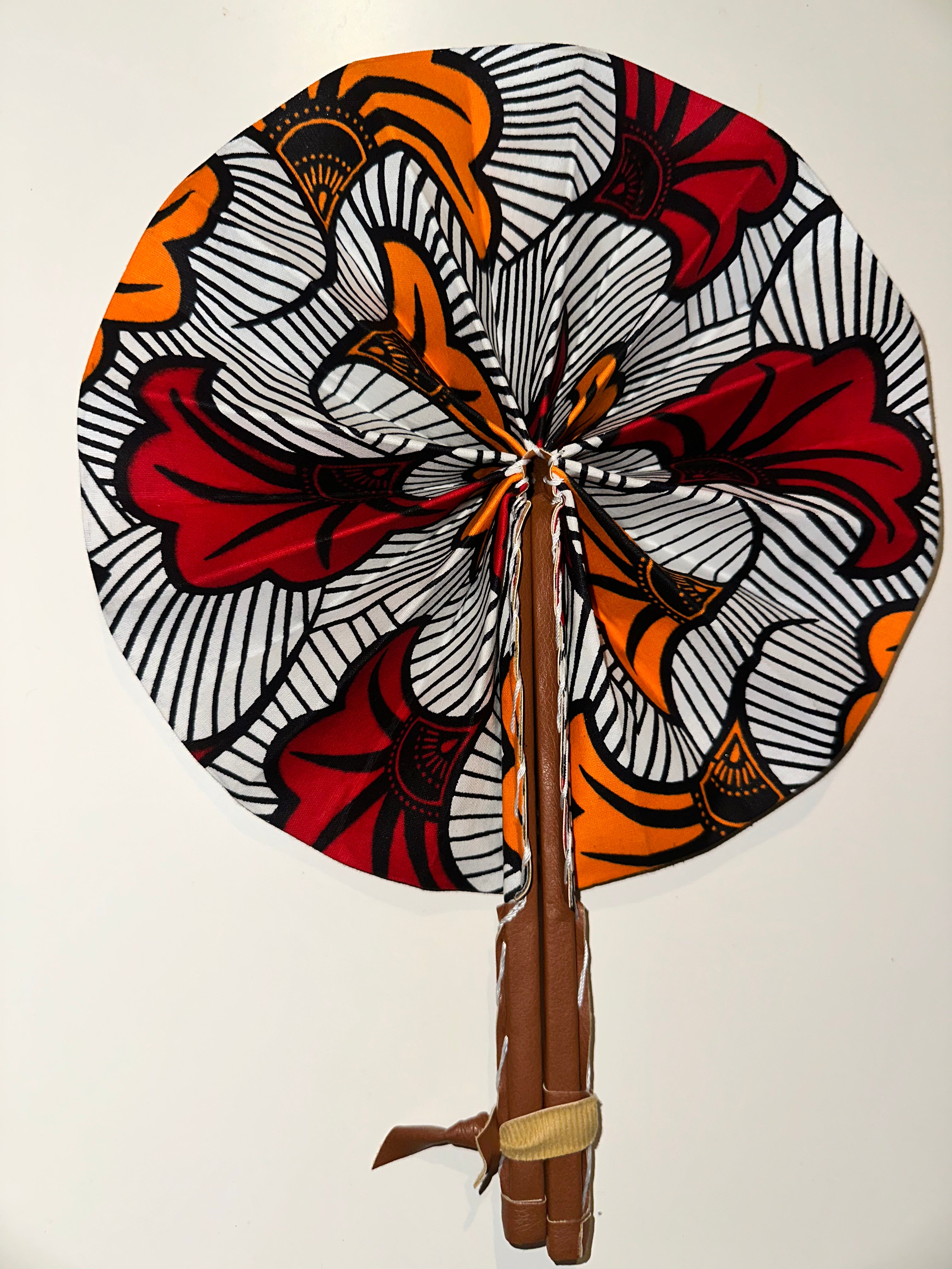 Eventail Africain - Rouge et Orange ( Fleurs de mariage)