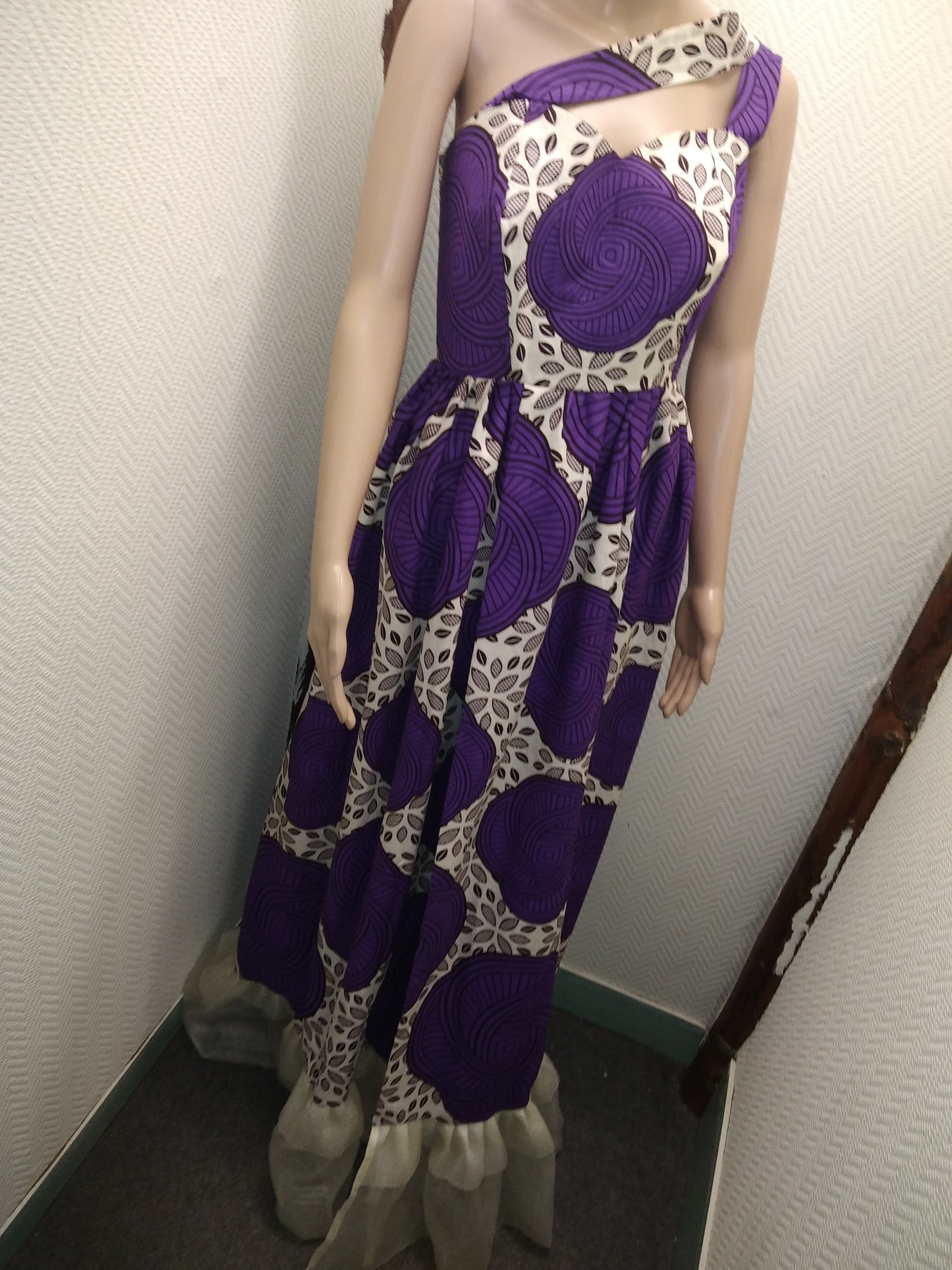 Robe en wax avec turban assorti