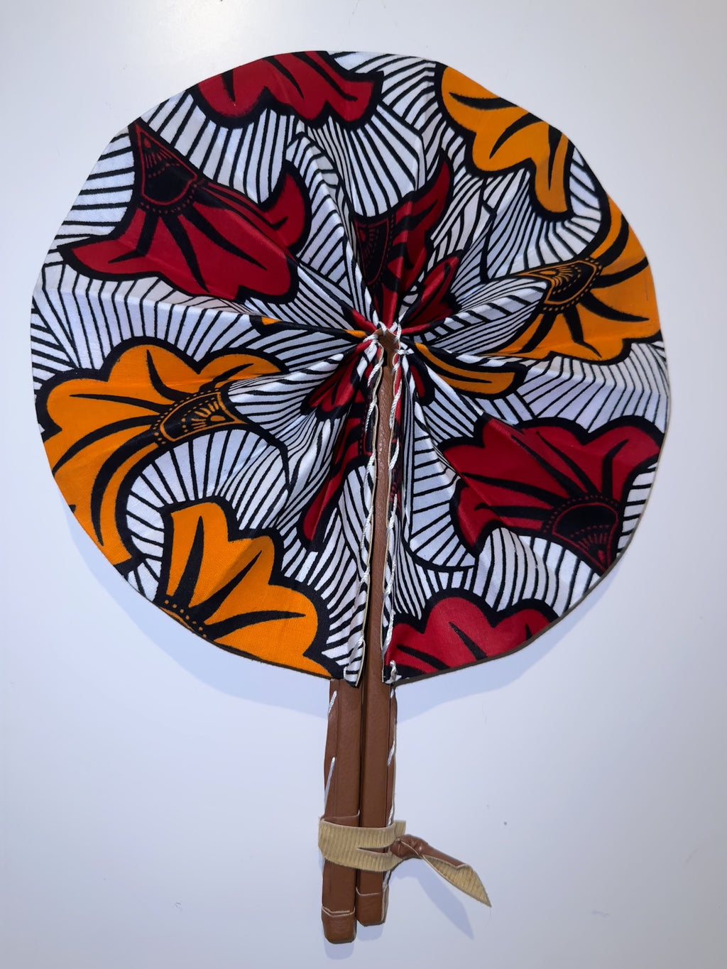 Eventail Africain - Rouge et Orange ( Fleurs de mariage)
